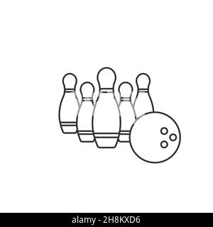 Bowling line icon black simple sign isolated on white background Stock Vector