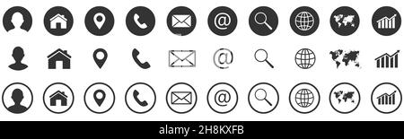Contact us icons, set of website icons, vector. Communication symbol. Stock Vector