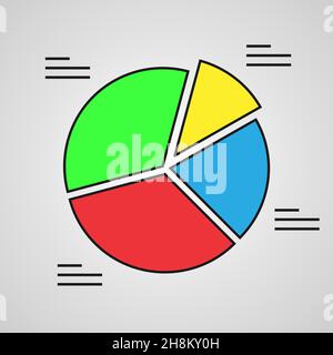 Pie chart infographic element in modern flat design with long shadows Stock Vector