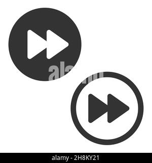 Fast Forward Icon, rewind button isolated on white background Stock Vector