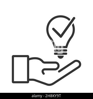 Idea concept. Check Mark In Light Bulb Icon Stock Vector