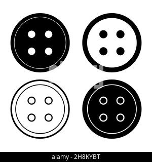 clothes buttons black and white, vector isolated on white background Stock Vector