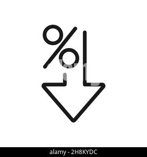 Percent down line icon. Percentage, arrow, reduction. Banking concept. Can be used for topics like investment, interest rate, finance Stock Vector