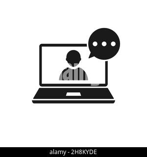 chat laptop vector icon isolated on white background Stock Vector