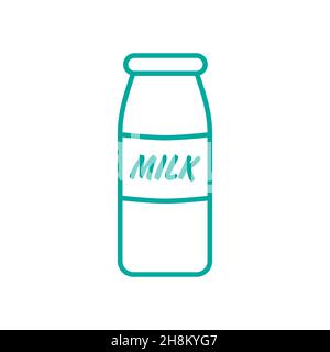 Milk bottle icon line isolated on white background. Black flat thin ...
