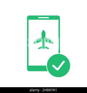 Airplane Mode Mobile Application icon flat design. Stock Vector