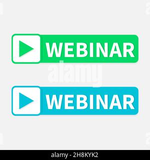 webinar e-learning simple black icon webinar icon. flat design style with play button Stock Vector