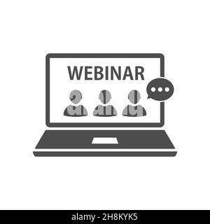 webinar gray icon. flat design . isolated on a white background. Stock Vector