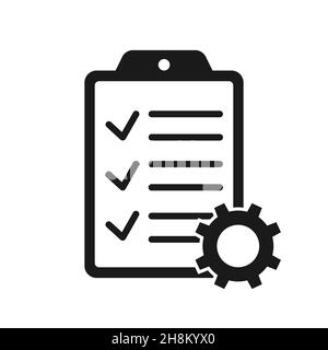 Car service check list outline icon. linear style sign for mobile concept and web design. checklist and gear simple line vector icon. Symbol, logo ill Stock Vector