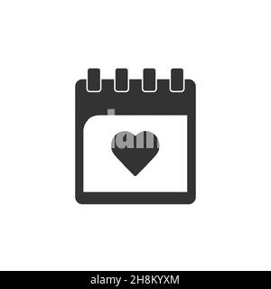 calendars icon with heart inside vector isolated on white background Stock Vector