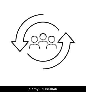 Personnel change line icon. People in round cycle symbol. Human resource concept. Vector illustration can be used for topics like rotation, HR, person Stock Vector