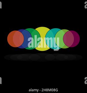 Abstraction, multi-colored circles on a black background Stock Vector