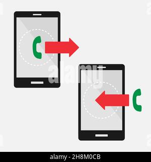 incoming and outgoing call. symbol of the incoming call. Stock Vector