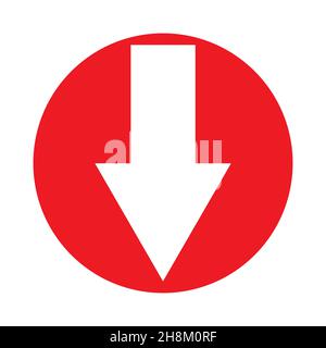 Arrow down on red circle vector icon. Stock Vector