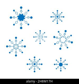 snowflakes, christmas snow, vector isolated on white background Stock Vector