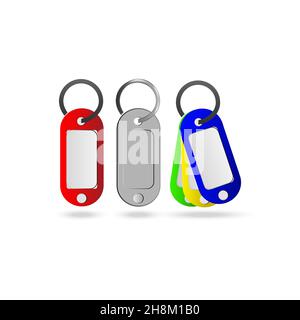 Set of multicolored key chains for plastic, vector image. Stock Vector
