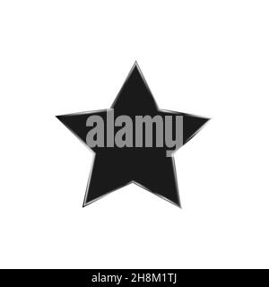 Black star on a white background. Flat design. metal contour. Stock Vector