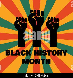 black history month design with three hand clenched. black history month vector Stock Vector
