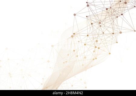 Geometric abstract background with connected line and dots. Structure molecule and communication. Big Data Visualization. Medical, technology, science Stock Vector