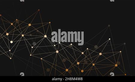 Geometric abstract background with connected line and dots. Structure molecule and communication. Big Data Visualization. Medical, technology, science Stock Vector