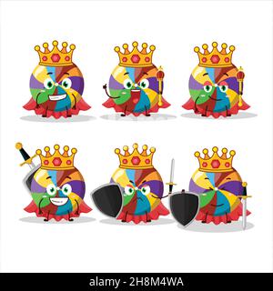 A Charismatic King rainbow candy cartoon character wearing a gold crown. Vector illustration Stock Vector