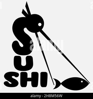 abstract minimal lettering logo for sushi or asian food 1 Stock Vector
