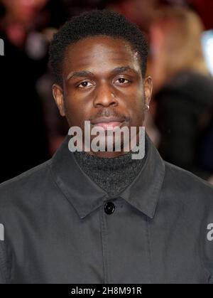 Nov 30, 2021 - London, England, UK -  Jordan Peters attends Boxing Day World film premiere, Curzon Mayfair, London Stock Photo