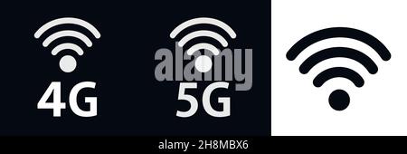Abstract illustration with 5g internet. Wireless mobile telecommunication service concept. Stock Vector