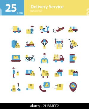 Service Man Icon Set. Flat style vector EPS Stock Vector Image & Art ...