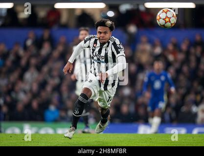 London, UK. 23rd Nov, 2021. Weston McKennie of Juventus during the UEFA Champions League match between Chelsea and Juventus at Stamford Bridge, London, England on 23 November 2021. Photo by Andy Rowland. Credit: PRiME Media Images/Alamy Live News Stock Photo