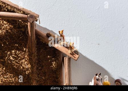 ornaments and figurines of the christmas portal. christmas concept Stock Photo