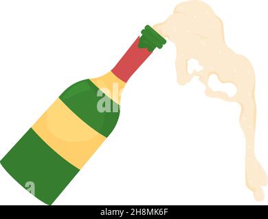 Bottle with pouring sparkling wine semi flat color vector object Stock Vector