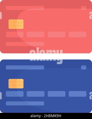 Plastic credit cards semi flat color vector object set Stock Vector