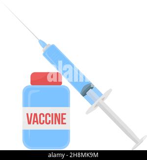 Syringe with vial of drug semi flat color vector object Stock Vector