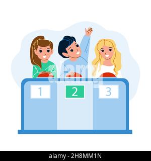 Kids Quiz Playing Intelligent Boy And Girl Vector Stock Vector