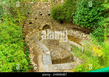 View of a winepress in the Garden Tomb, Jerusalem, Israel Stock Photo