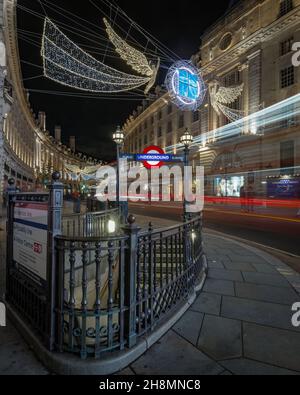 Busy Regent Street in London during the Christmas season 2021 Stock Photo