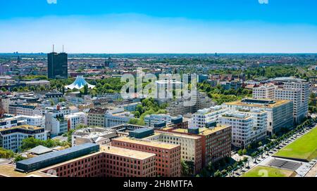 View from the high-rise building at Potsdamer Platz towards Tiergarten and the Kreuzberg district, Berlin, Germany Stock Photo