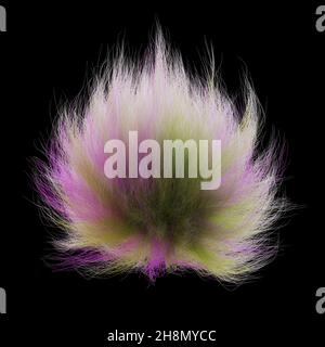fluffy ball, colorful furry sphere isolated on black background Stock Photo