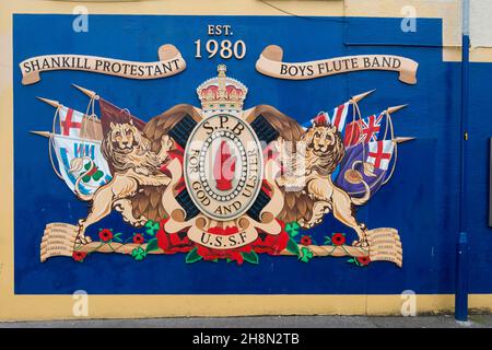 Northern Ireland conflict, mural, political graffiti on wall in Belfast, Protestant residential area around Shankill Road, Northern Ireland, Great Stock Photo