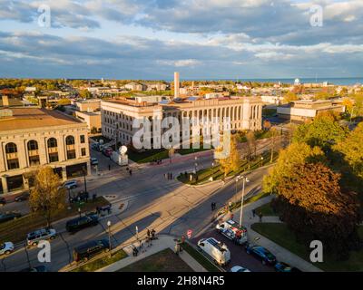 Aerial shot of Kenosha Wisconsin courthouse, USA Stock Photo