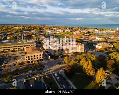 Aerial shot of Kenosha Wisconsin courthouse, USA Stock Photo