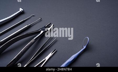 Dental instruments on a table Stock Photo