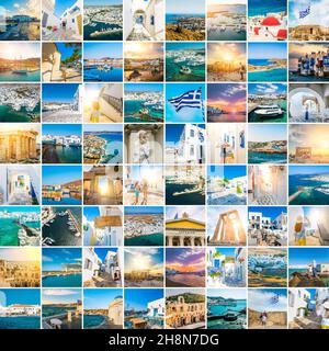 Collage of sights of Greece Stock Photo