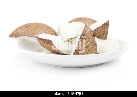 Chopped coconut on a white background cutout Stock Photo