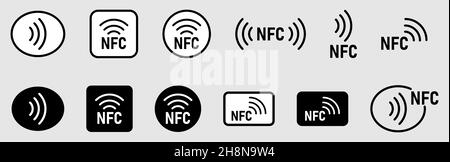 Set NFC wireless payment technology icons. Vector EPS 10 Stock Vector