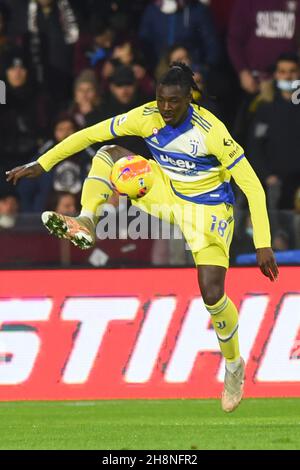 Salerno, Italy. 30th Nov, 2021. Moise Kean (Juventus FC.) in action the Serie A between US. Salernitana 1919 - Juventus FC. at Stadio Arechi Final score: 0-2 (Credit Image: © Agostino Gemito/Pacific Press via ZUMA Press Wire) Stock Photo