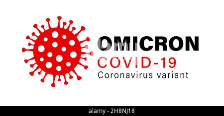 Omicron Covid-19 Coronavirus variant typography logo. New strain of SARS CoV-2. Vector symbol of mutated virus that detected in South Africa Stock Vector