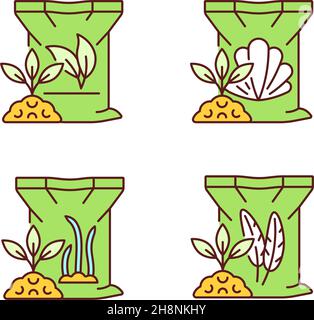 Natural plant meal RGB color icons set Stock Vector