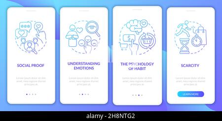 Neuroscience marketing canons onboarding mobile app page screen Stock Vector